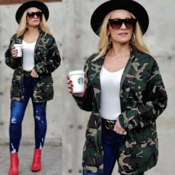 JANE Army Print Green Womens Jacket - Picture 5 of 6